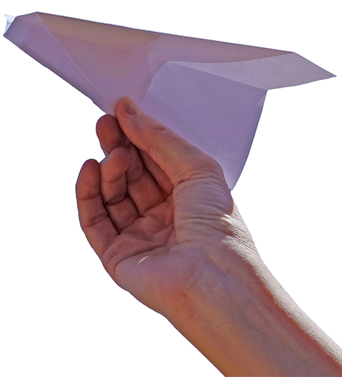 Paper airplane in hand
